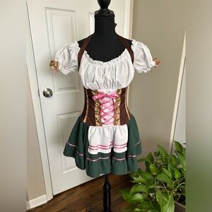 🍻Oktoberfest Dirndl Halloween Renaissance Festival Costume Brown White Small